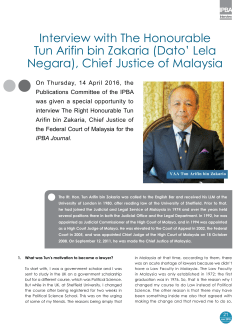 Interview with The Honourable Tun Arifin bin Zakaria