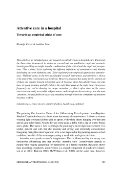 Attentive care in a hospital - Tijdschrift Medische Antropologie