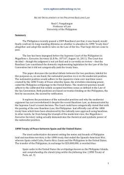 Raul Pagalangan, Recent Developments in the Philippine Baselines