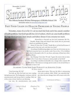 Fast Food Leads to Health Problems in Young People