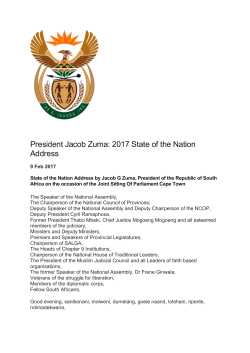 President Jacob Zuma: 2017 State of the Nation Address