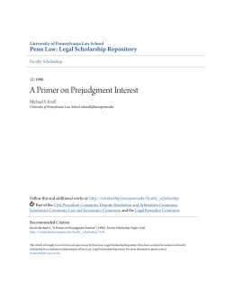 A Primer on Prejudgment Interest - Penn Law: Legal Scholarship