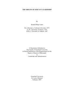 THE ORIGINS OF SERVANT LEADERSHIP By Donald Philip Valeri