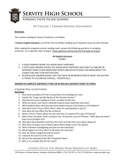 Directions The summer reading for Honors freshmen is as follows