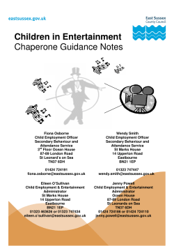 Children in Entertainment Chaperone Guidance Notes