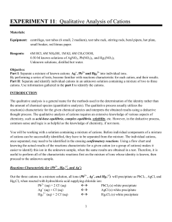 EXPERIMENT 11: Qualitative Analysis of Cations