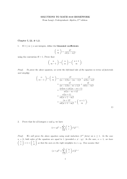 SOLUTIONS TO MATH 3110 HOMEWORK From Lang`s
