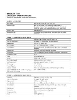 2011 RAM 1500 SPECIFICATIONS