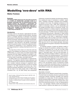 Modelling `evo-devo` with RNA - Walter Fontana