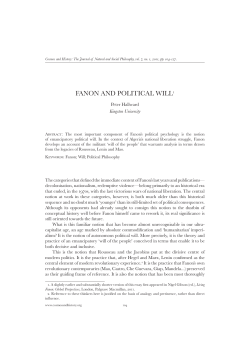 Fanon and Political Will