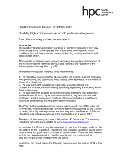 Health Professions Council - 3 October 2007 Disability