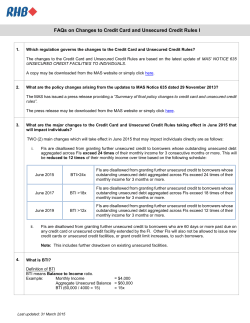 FAQs on Changes to Credit Card and Unsecured Credit Rules I