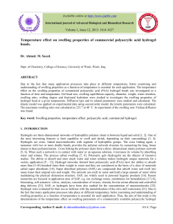 Temperature effect on swelling properties of commercial polyacrylic