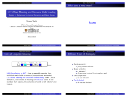 L113 Word Meaning and Discourse Understanding What does a