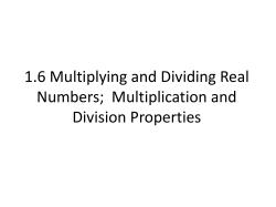 1.7 Multiplication and Division of Real Numbers