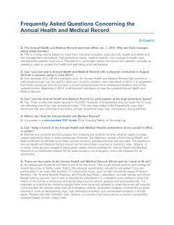 Frequently Asked Questions on Health Form