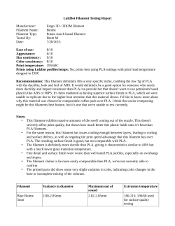 LulzBot Filament Testing Report Manufacturer: Fargo 3D / 3DOM