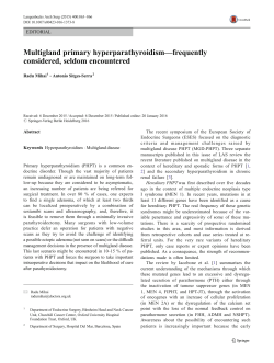 Multigland primary hyperparathyroidism&mdash;frequently considered