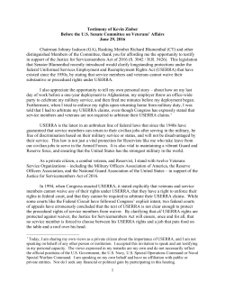 1 Testimony of Kevin Ziober Before the U.S. Senate Committee on