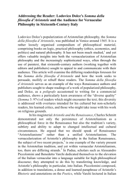 Lodovico Dolce`s Somma della filosofia d`Aristotele and the