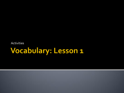 Vocabulary: Lesson 1