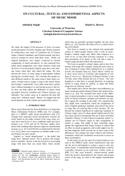 On Cultural, Textual and Experiential Aspects of Music Mood