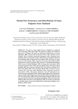 Mouth Part Structures and Distribution of Some Tadpoles from