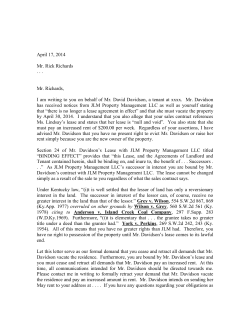 April 17, 2014 Mr. Rick Richards . . . Mr. Richards, I am writing to you