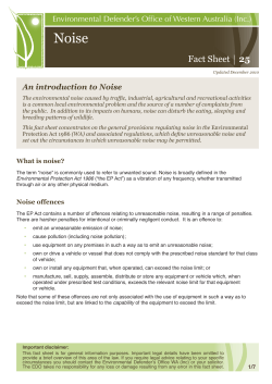 Noise - Environmental Defender`s Office WA