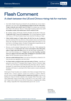Flash Comment: A clash between the US and China a rising risk for