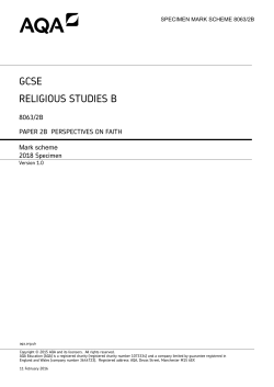 GCSE Religious Studies B Specimen mark scheme Paper 2B
