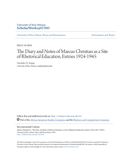 The Diary and Notes of Marcus Christian as a Site of Rhetorical