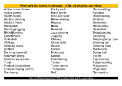 A List of possible Physical Activities 2015