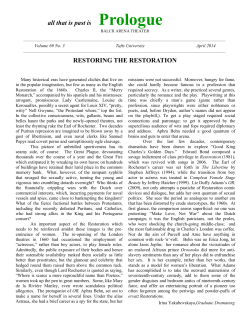 all that is past is Prologue RESTORING THE RESTORATION
