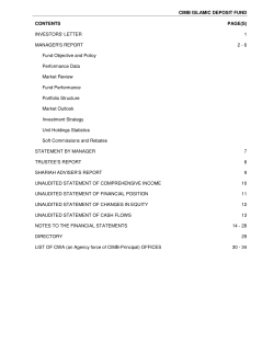 CIMB ISLAMIC DEPOSIT FUND CONTENTS PAGE - CIMB