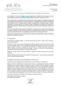 Applicant`s treatment in detention did not violate the