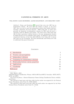 CANONICAL FORKING IN AECS Contents 1. Introduction 2 2