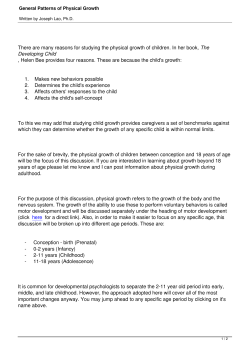 General Patterns of Physical Growth
