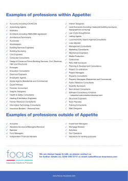 Examples of professions within Appetite