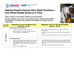 Helping People Improve their Wash Practices&mdash; One Small Doable