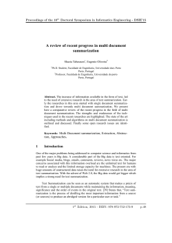 A review of recent progress in multi document summarization