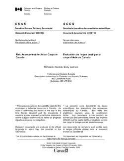 Risk Assessment for Asian Carps in Canada