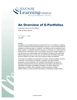 An Overview of E-Portfolios