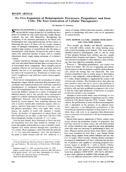 Ex Vivo Expansion of Hematopoietic Precursors