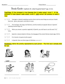 Study Guide- Cap&iacute;tulo 1A- &iquest;Qu&eacute; te gusta hacer? (pgs. 25-53)
