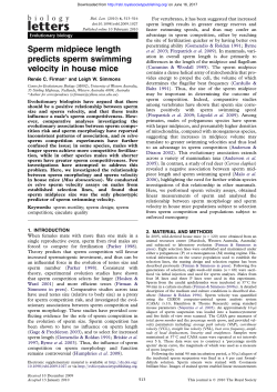 Sperm midpiece length predicts sperm swimming velocity in house