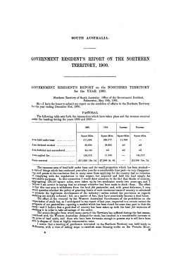 Government Residents Report on Northern Territory for the year 1900
