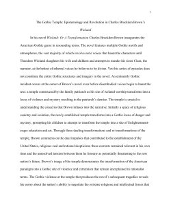 The Gothic Temple: Epistemology and Revolution in Charles