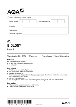 AS Biology Question paper Paper 1 June 2016