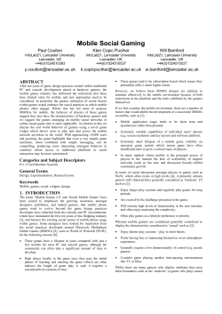 Mobile Social Gaming - Lancaster EPrints